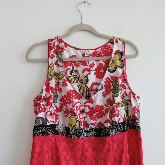 VINTAGE Y2K CABI 100% Silk Asian Inspired Floral Butterfly Babydoll Top Boho M - Picture 3 of 16